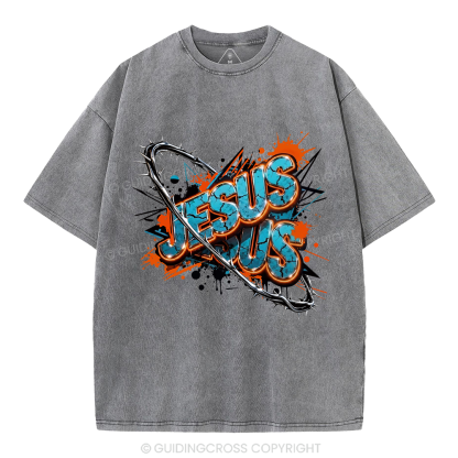 Jesus Saves Christian Washed T-Shirt 