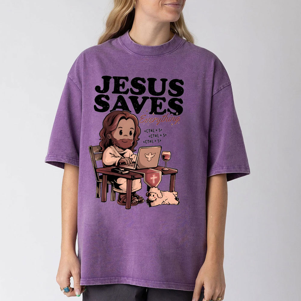 Jesus Saves Christian Washed T-Shirt
