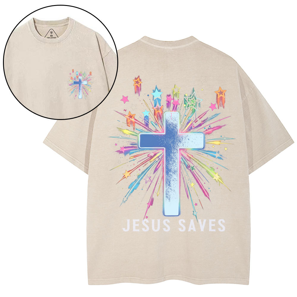 Jesus Saves Christian Washed T-Shirt