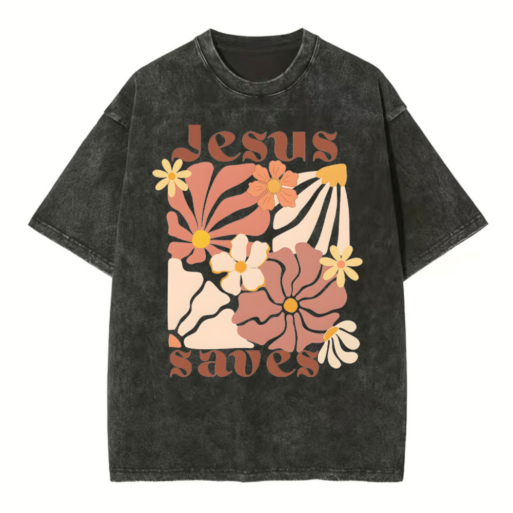 Jesus Saves Flower T Shirt