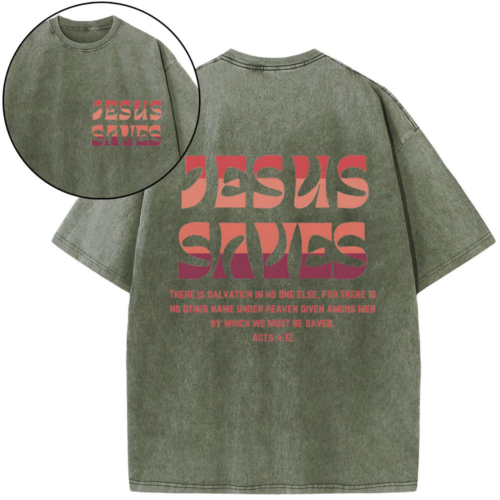 Jesus Saves Christian Washed T-Shirt