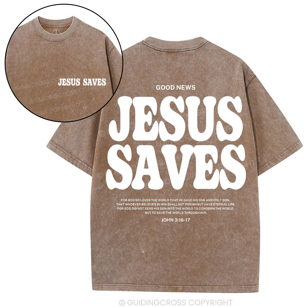 Jesus Saves Christian Washed T-Shirt