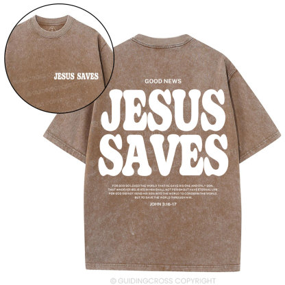 Jesus Saves Christian Washed T-Shirt