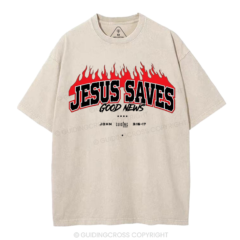 Jesus Saves Christian Washed T-Shirt