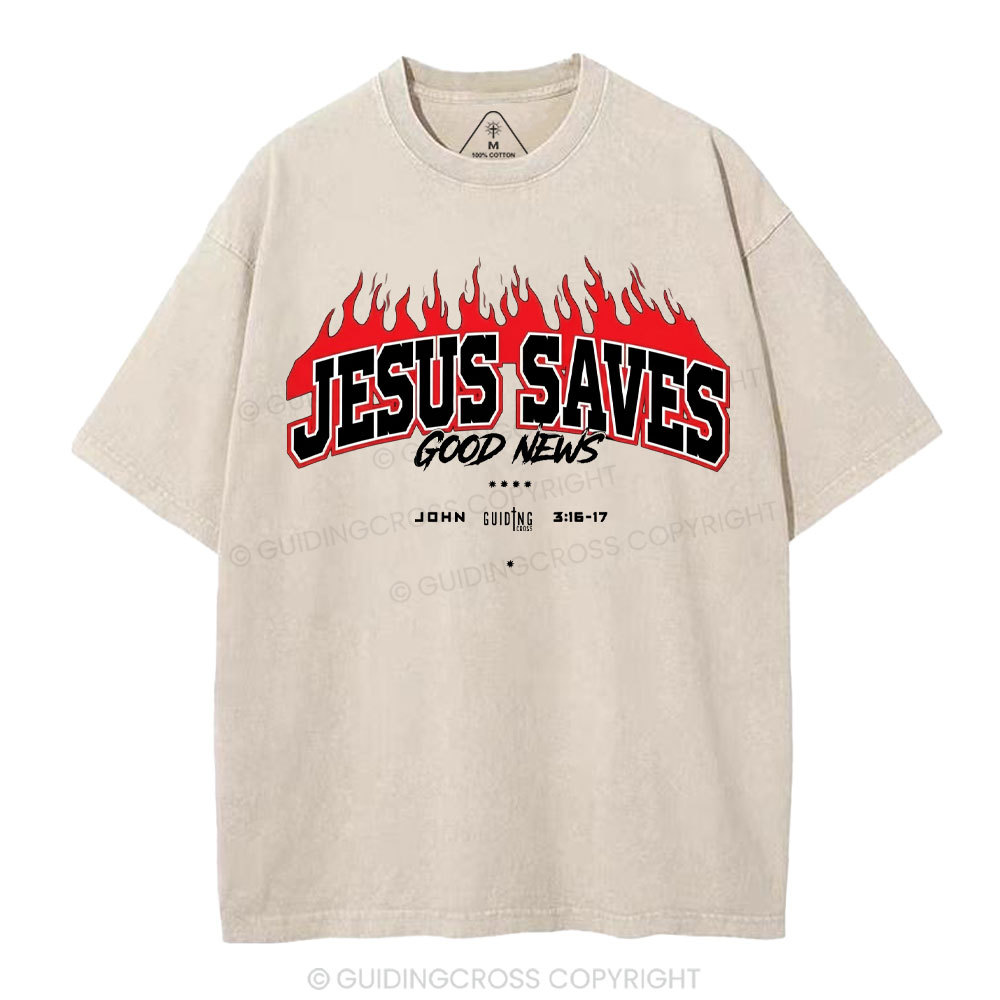 Jesus Saves Christian Washed T-Shirt
