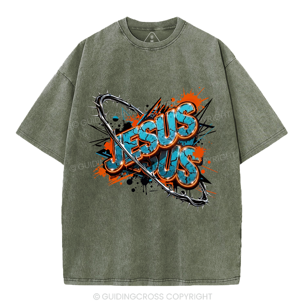 Jesus Saves Christian Washed T-Shirt 