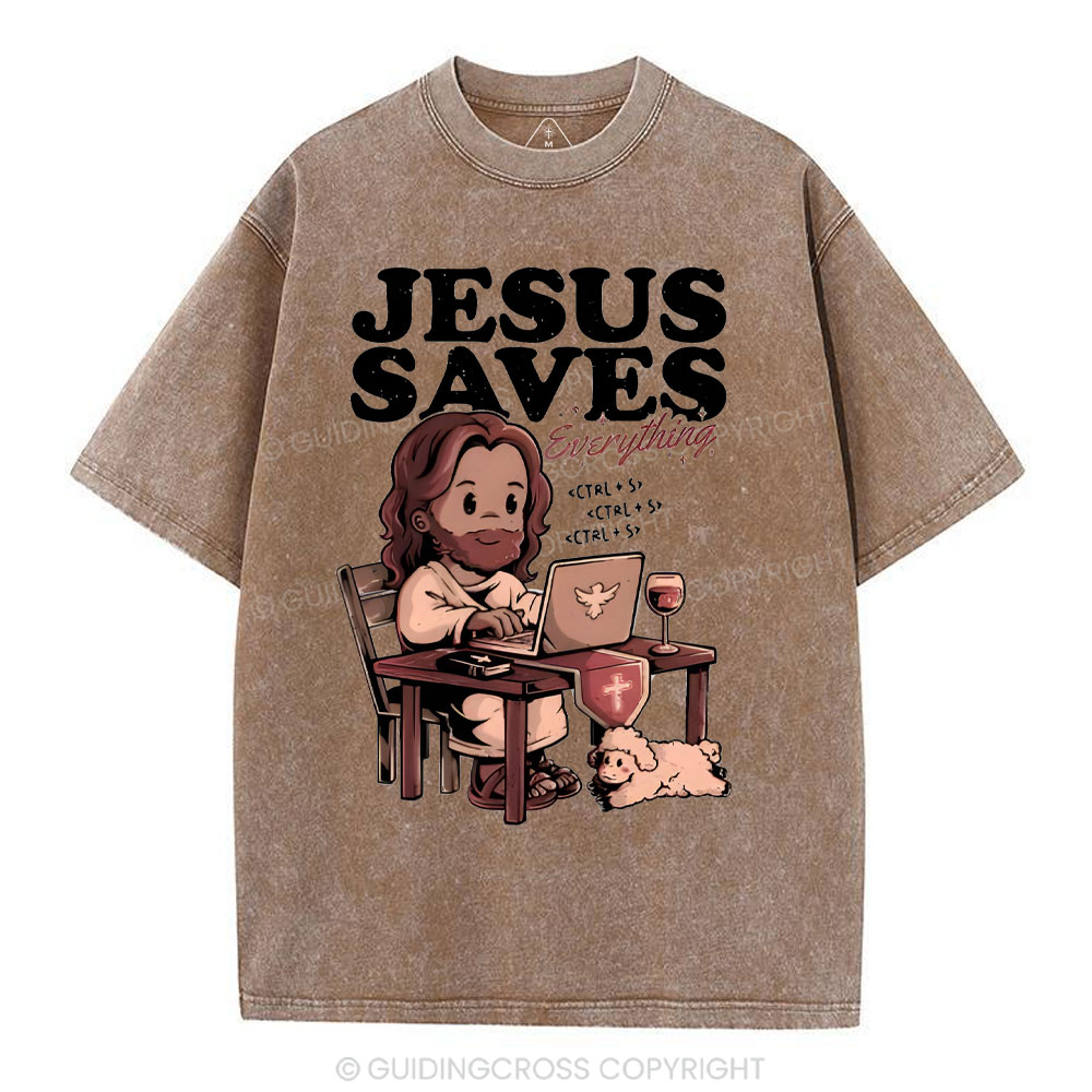 Jesus Saves Christian Washed T-Shirt