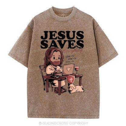 Jesus Saves Christian Washed T-Shirt