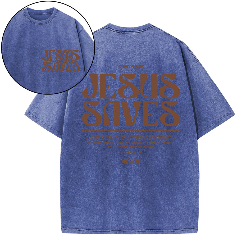 Jesus Saves Christian Washed T-Shirt