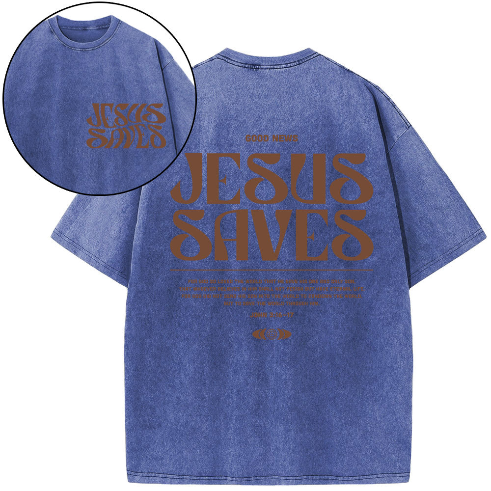 Jesus Saves Christian Washed T-Shirt