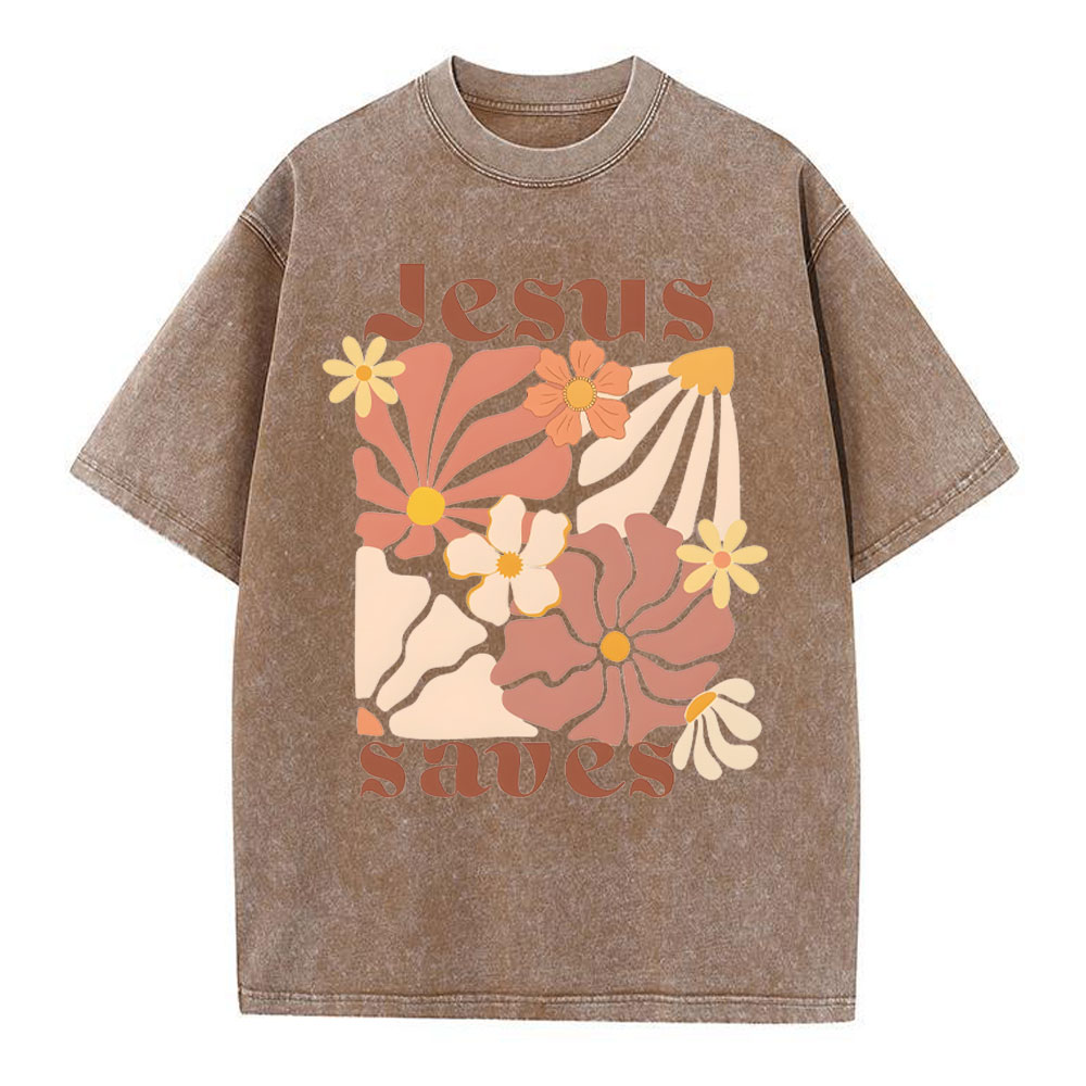 Jesus Saves Flower T Shirt