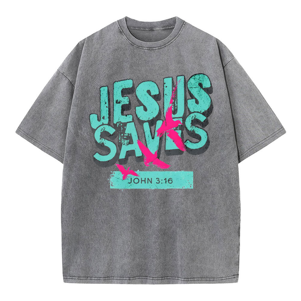 Jesus Saves Christian Washed T-Shirt