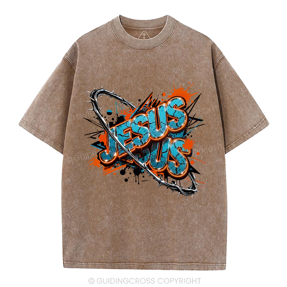 Jesus Saves Christian Washed T-Shirt 