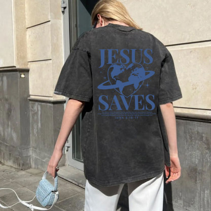 Jesus Saves Christian Washed T-Shirt