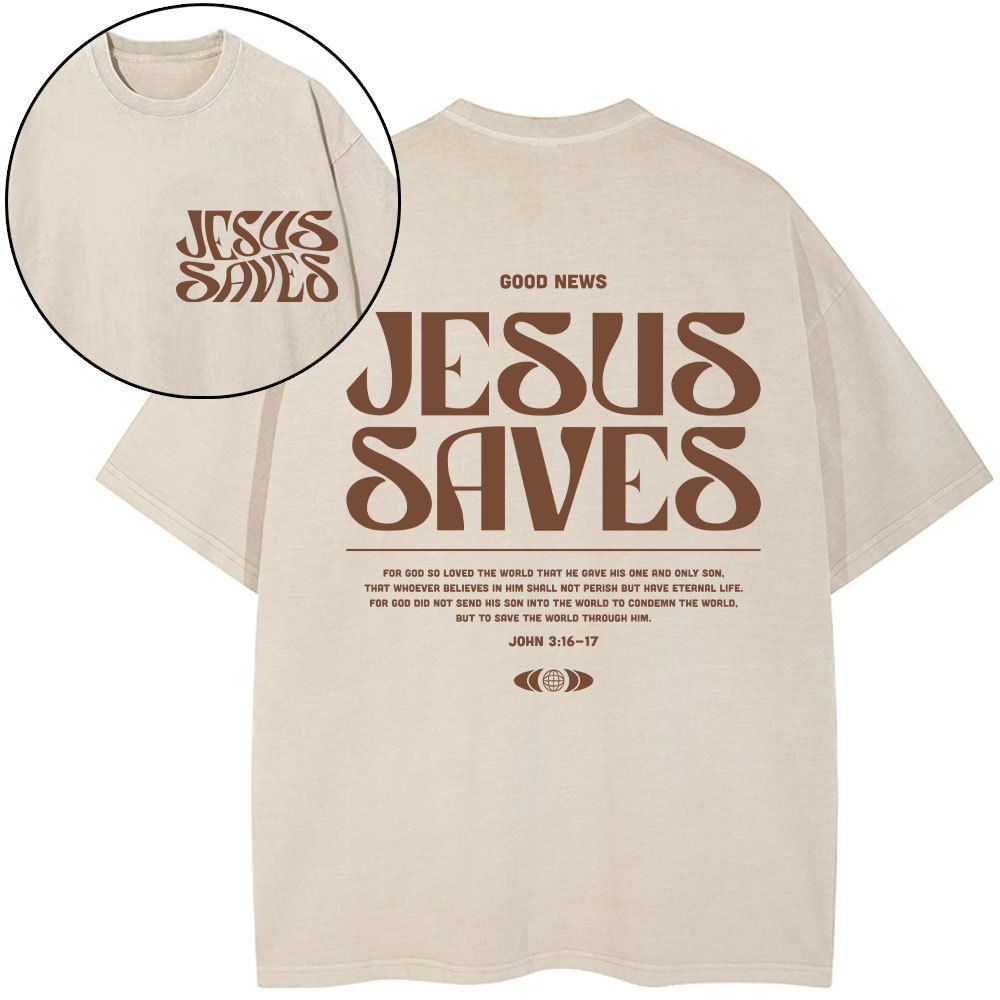 Jesus Saves Christian Washed T-Shirt Sale-GuidingCross