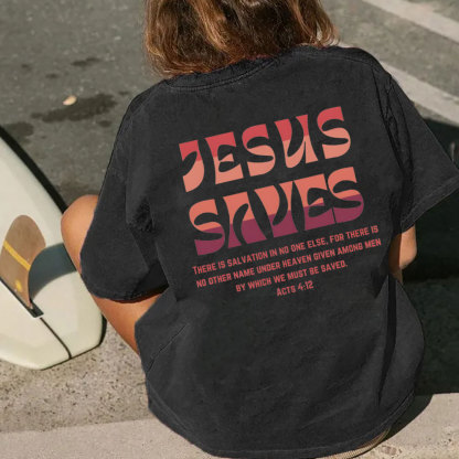Jesus Saves Christian Washed T-Shirt