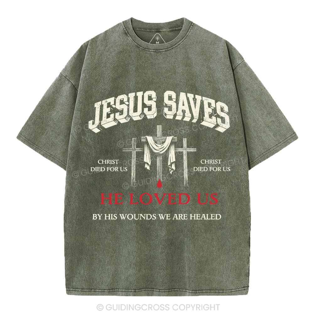 Jesus Saves Christian Washed T-Shirt