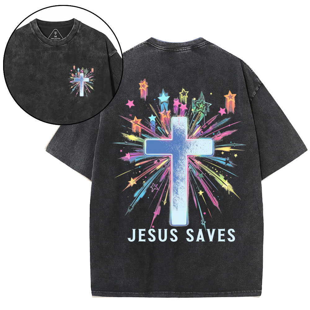 Jesus Saves Christian Washed T-Shirt