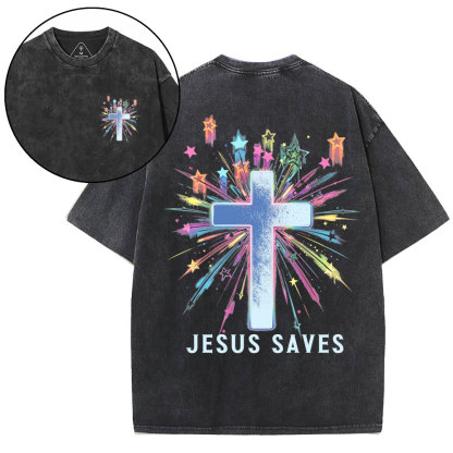 Jesus Saves Christian Washed T-Shirt