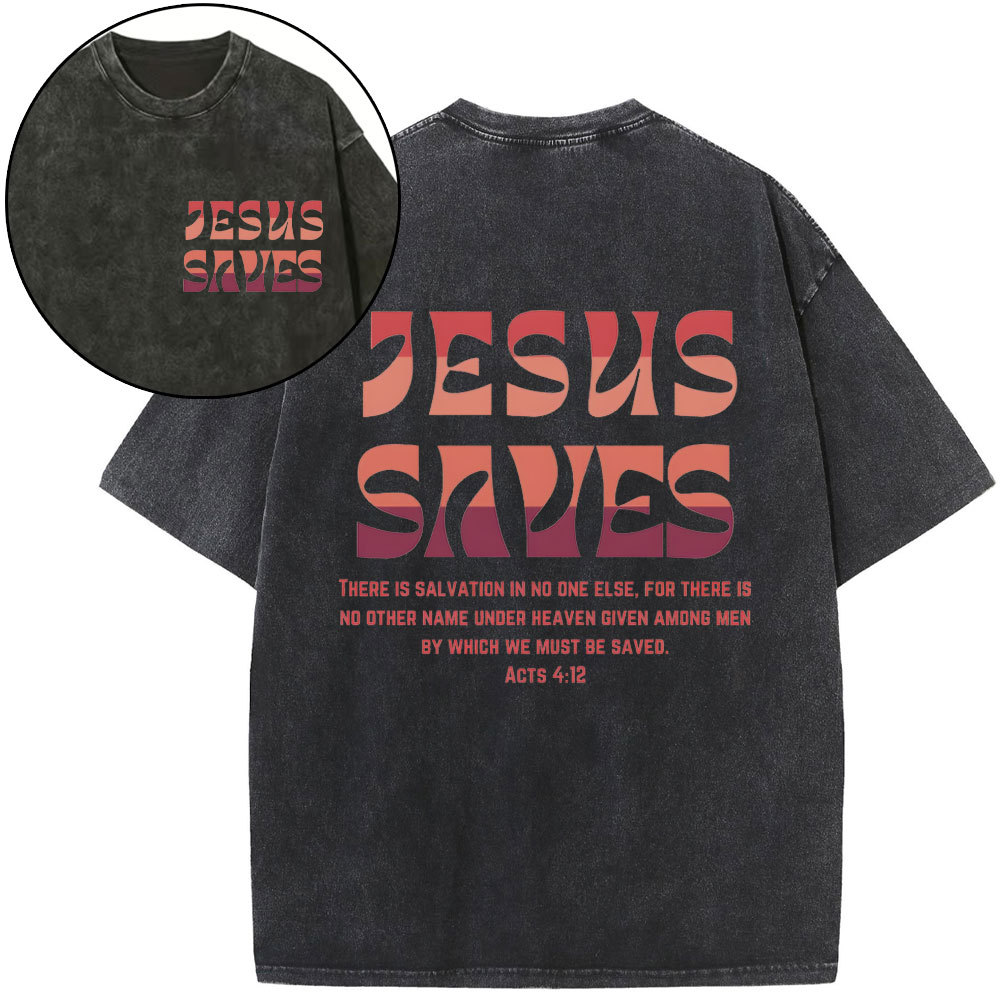Jesus Saves Christian Washed T-Shirt