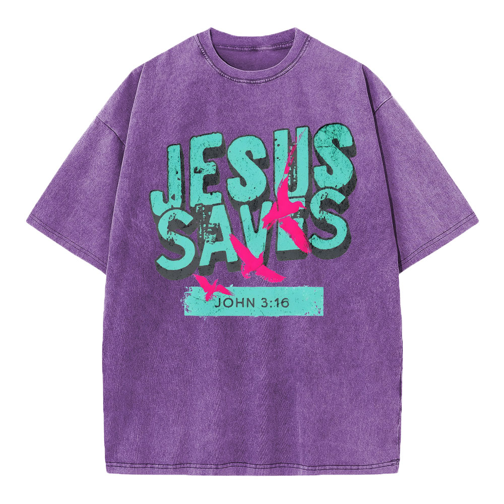 Jesus Saves Christian Washed T-Shirt