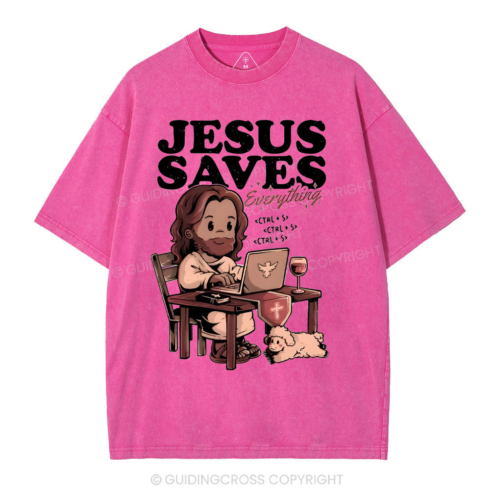 Jesus Saves Christian Washed T-Shirt