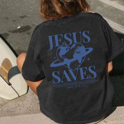 Jesus Saves Christian Washed T-Shirt