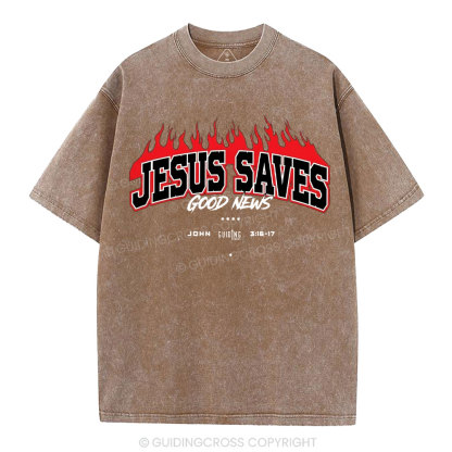 Jesus Saves Christian Washed T-Shirt