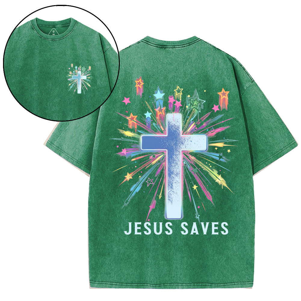 Jesus Saves Christian Washed T-Shirt