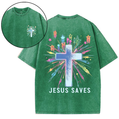 Jesus Saves Christian Washed T-Shirt