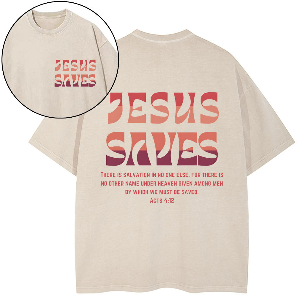 Jesus Saves Christian Washed T-Shirt