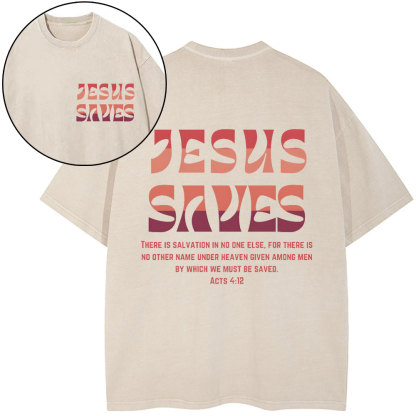 Jesus Saves Christian Washed T-Shirt