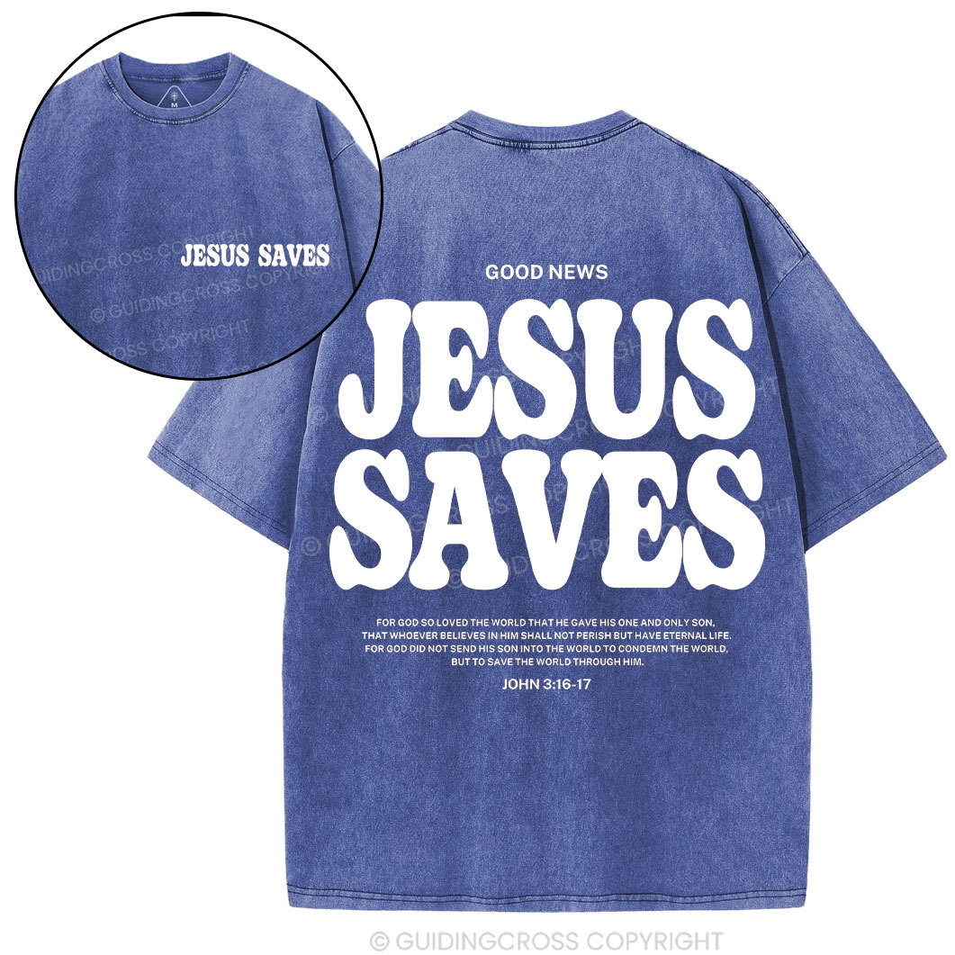 Jesus Saves Christian Washed T-Shirt