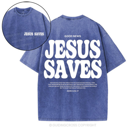 Jesus Saves Christian Washed T-Shirt