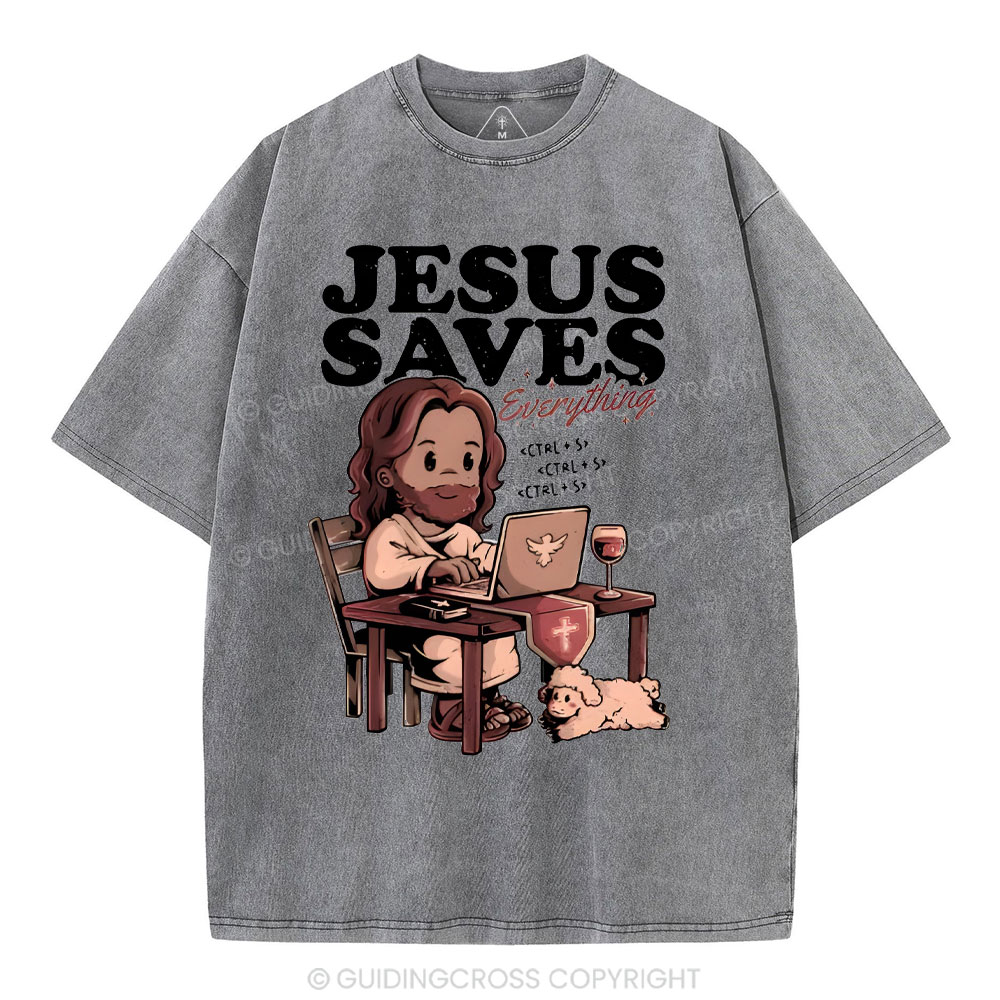 Jesus Saves Christian Washed T-Shirt