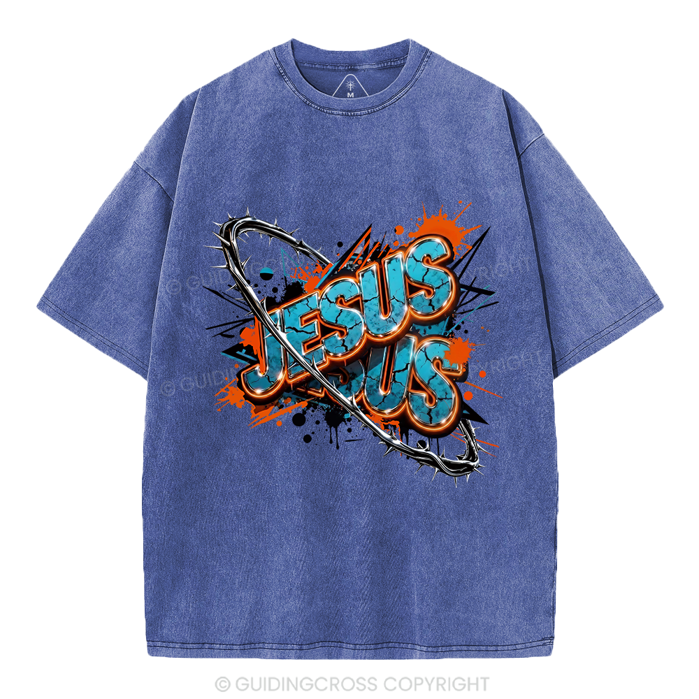 Jesus Saves Christian Washed T-Shirt 