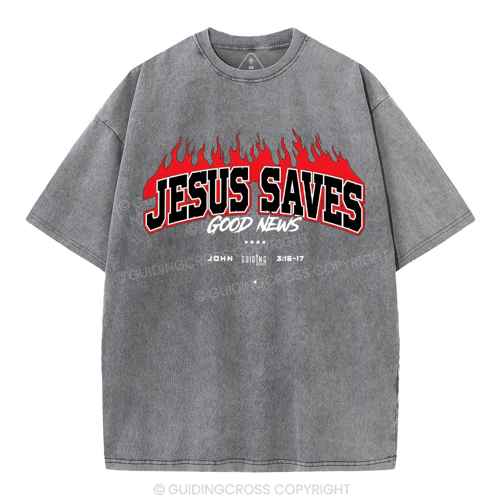 Jesus Saves Christian Washed T-Shirt