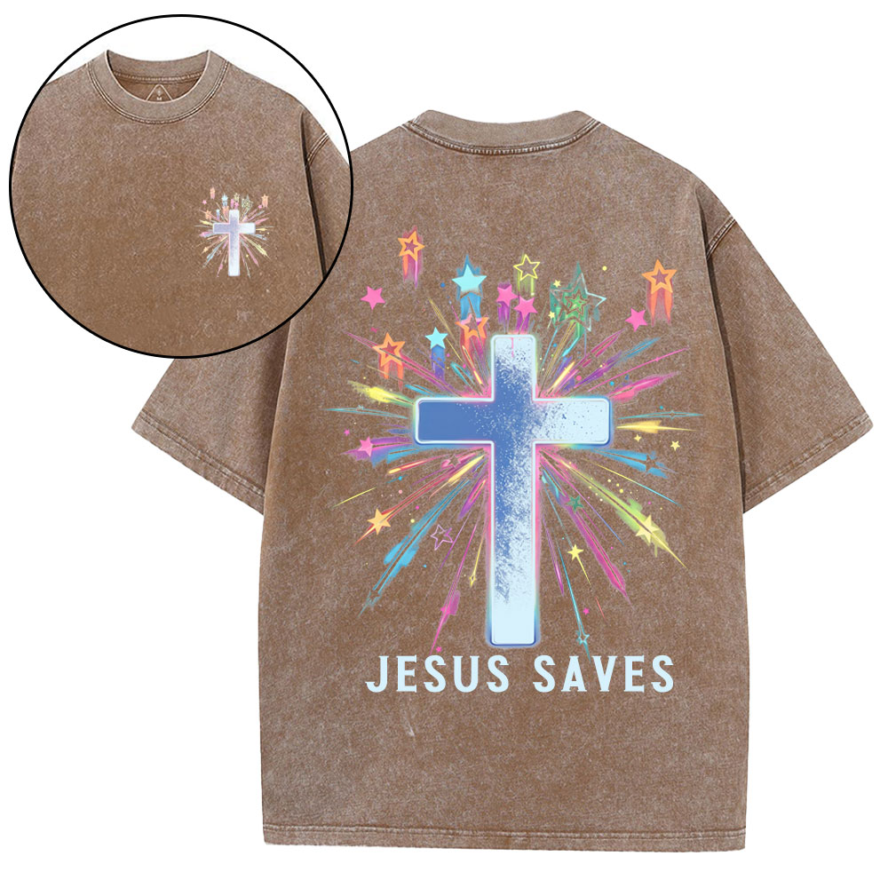 Jesus Saves Christian Washed T-Shirt