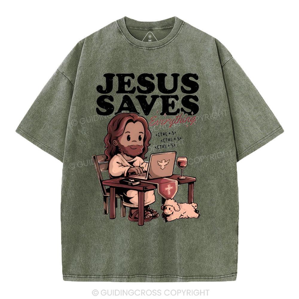 Jesus Saves Christian Washed T-Shirt