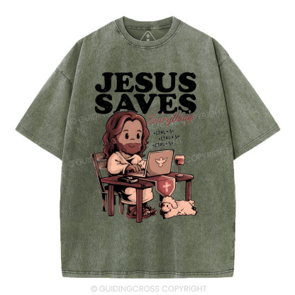 Jesus Saves Christian Washed T-Shirt