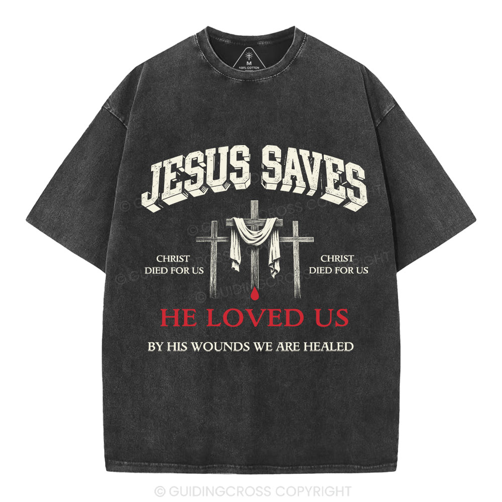 Jesus Saves Christian Washed T-Shirt
