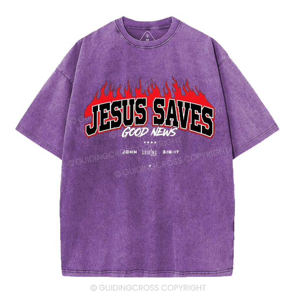 Jesus Saves Christian Washed T-Shirt