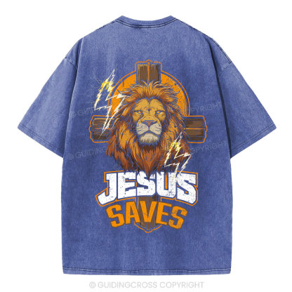 Jesus Saves Christian Washed T-Shirt