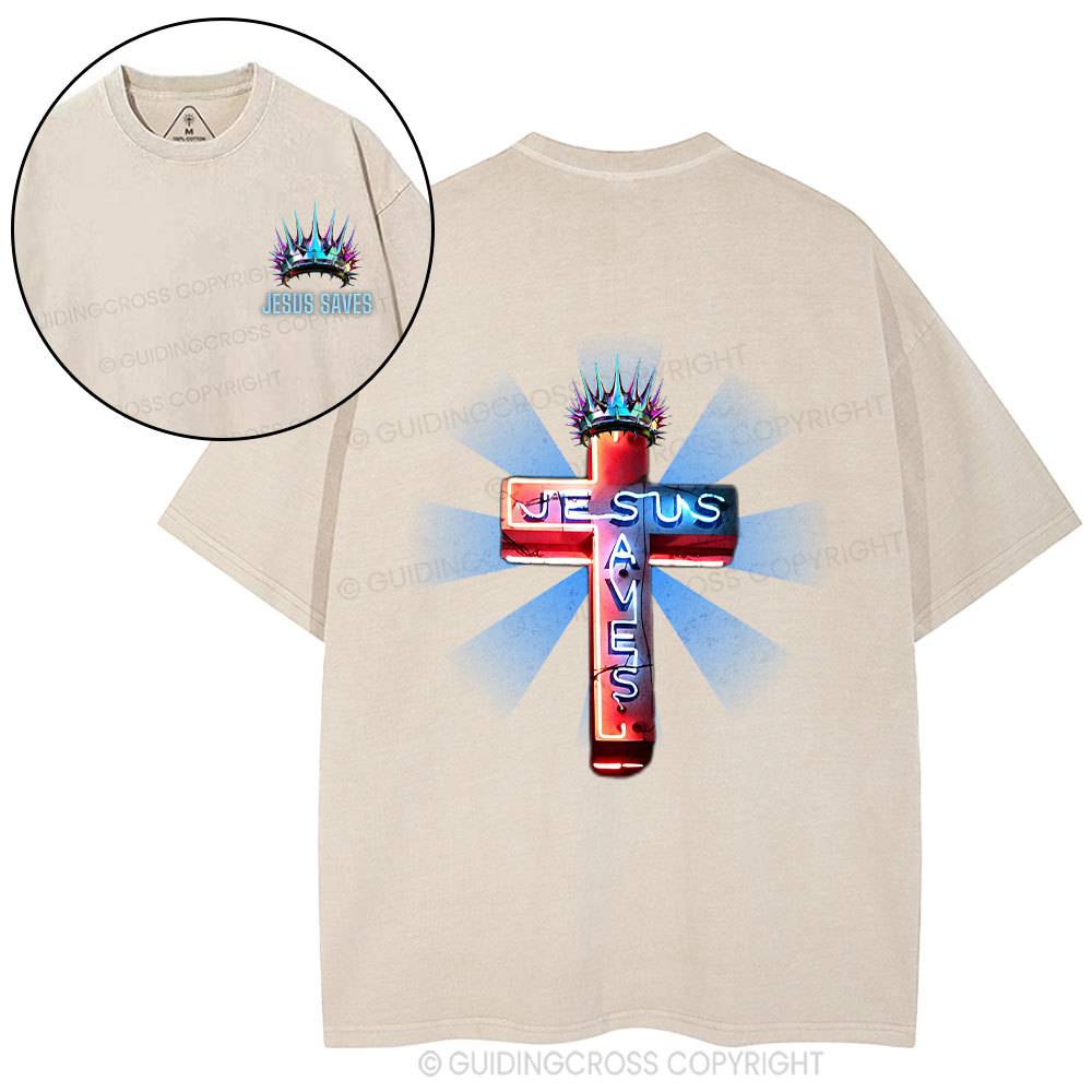 Jesus Saves Christian Washed T-Shirt