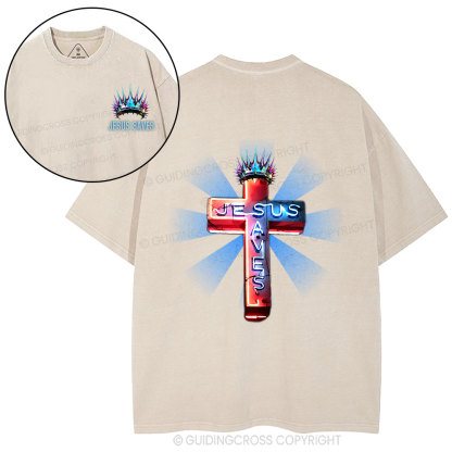 Jesus Saves Christian Washed T-Shirt