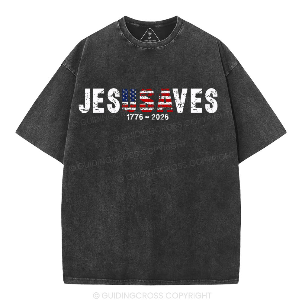 Jesus Saves Christian Washed T-Shirt