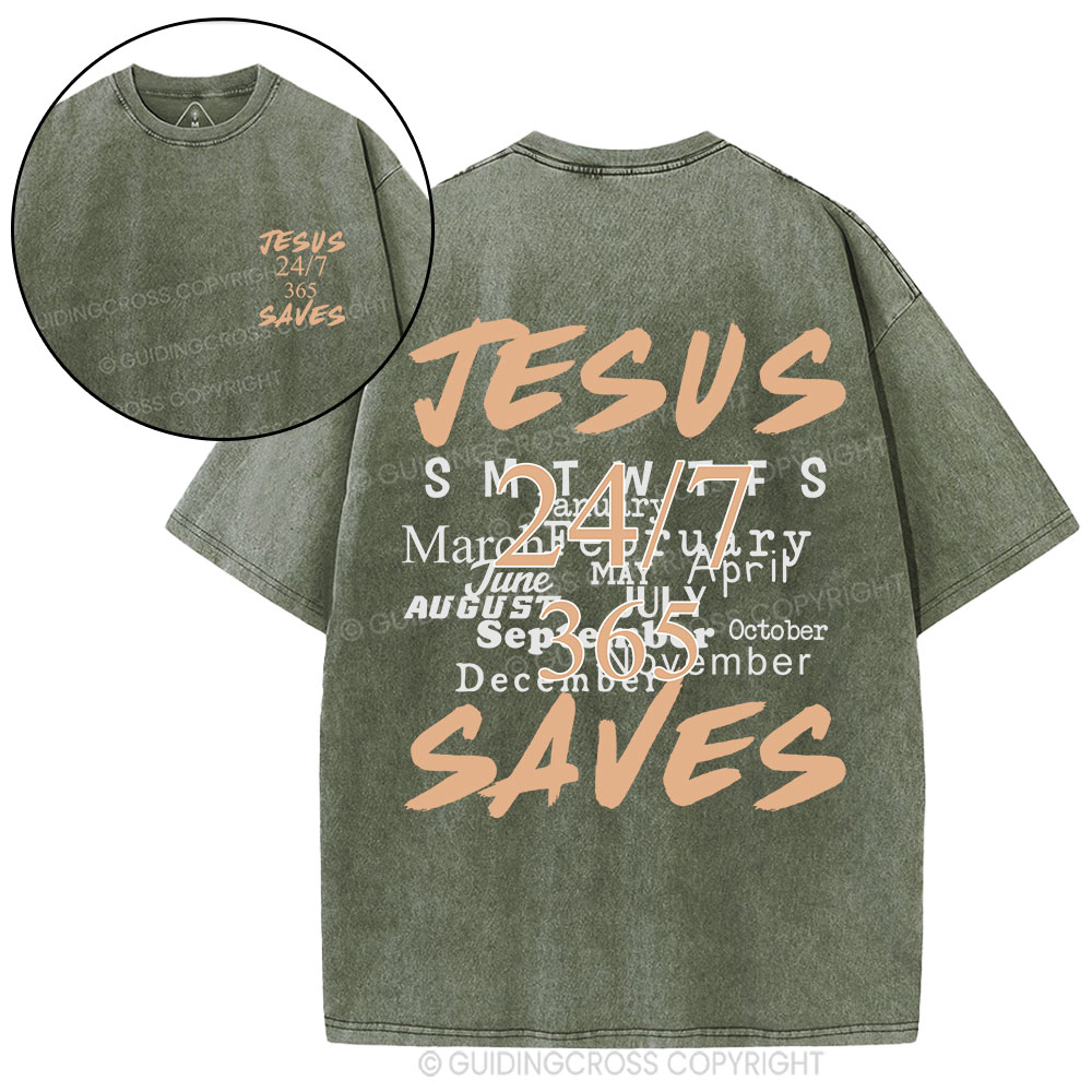 Jesus Saves Christian Washed T-Shirt