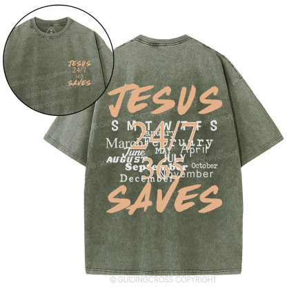 Jesus Saves Christian Washed T-Shirt