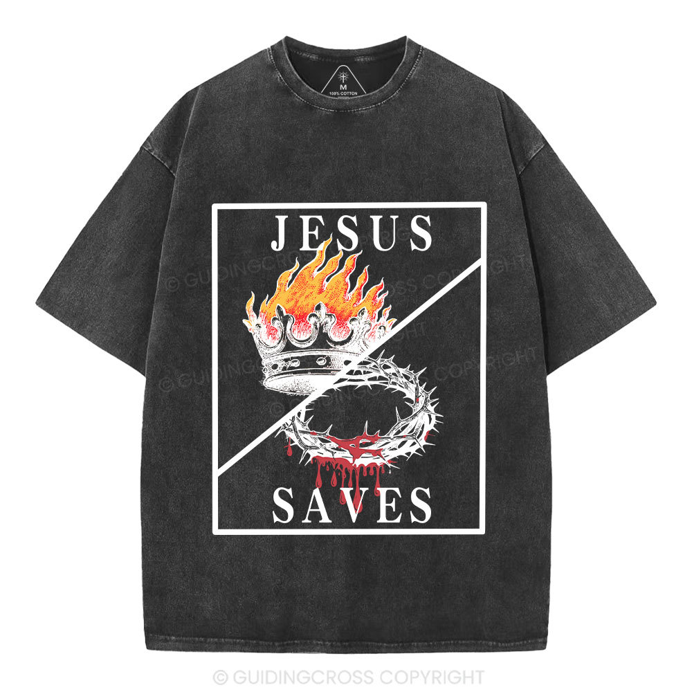 Jesus Saves Christian Washed T-Shirt