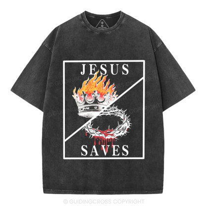 Jesus Saves Christian Washed T-Shirt